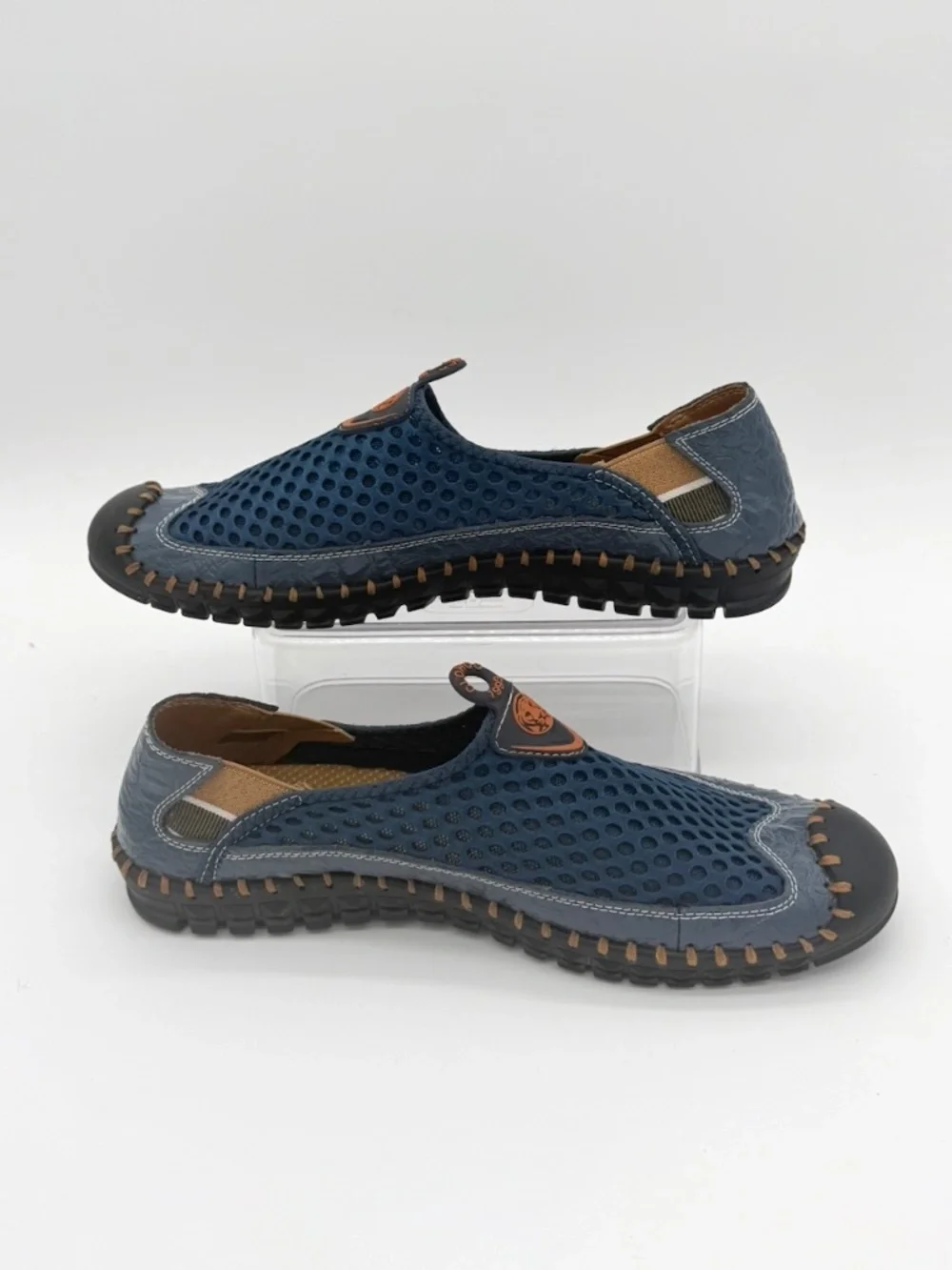 Clohoo Mens Mesh Slip On Loafers Blue Breathable Shoes Size 10 US 46 EU A9327
